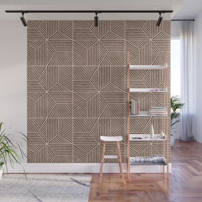 bohemian geometric tiles - brown Wall Mural Gallery Image 1