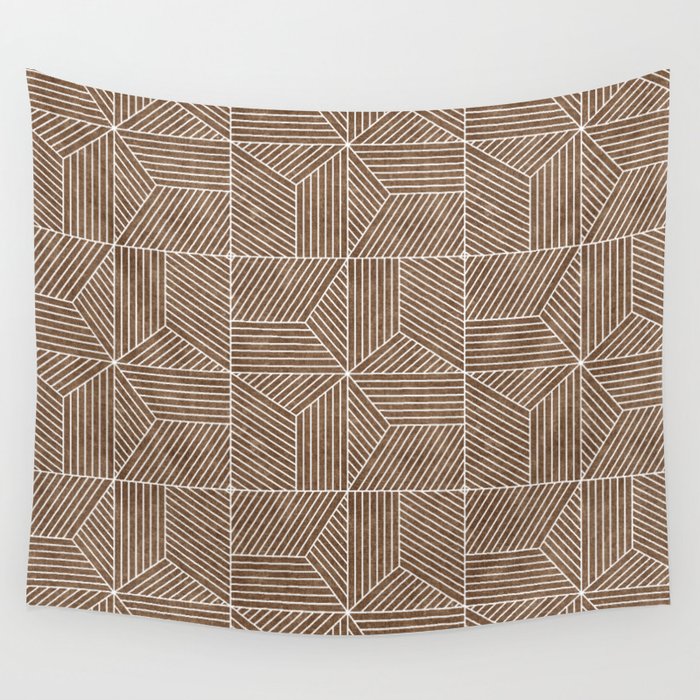 bohemian geometric tiles - brown Wall Tapestry Gallery Image 1