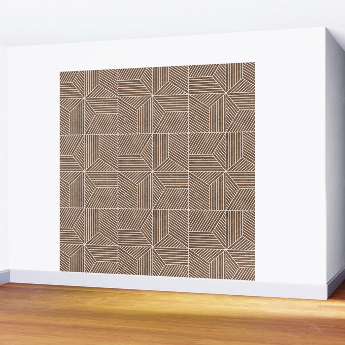 bohemian geometric tiles - brown Wall Mural Gallery Image 2