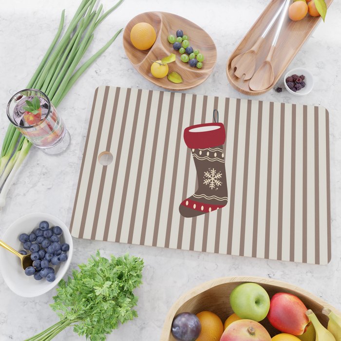 Christmas Stocking Brown And Red Cutting Board Gallery Image 2
