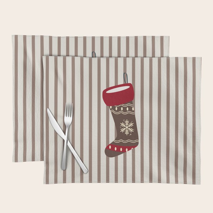Christmas Stocking Brown And Red Placemat Gallery Image 1