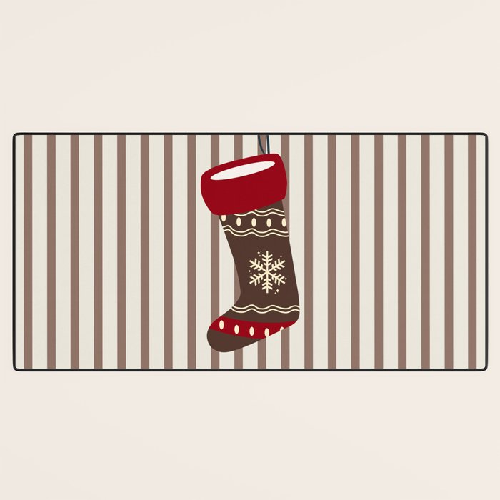Christmas Stocking Brown And Red Desk Mat Gallery Image 3