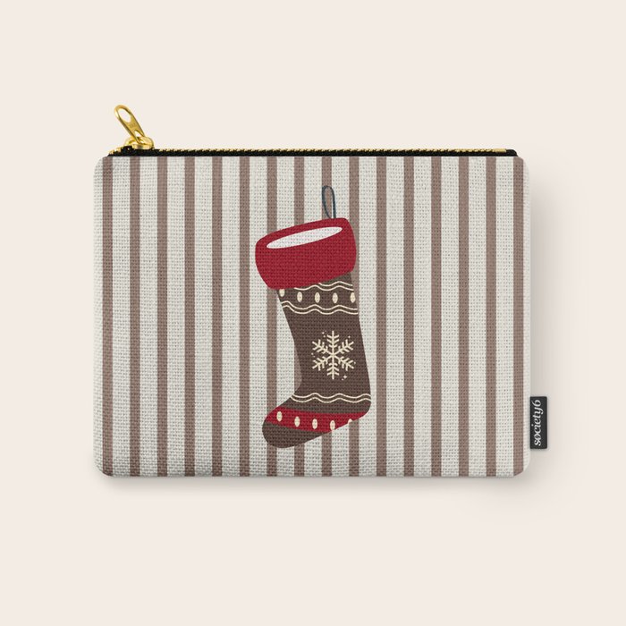 Christmas Stocking Brown And Red Carry All Pouch Gallery Image 1