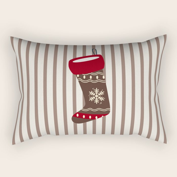 Christmas Stocking Brown And Red Rectangular Pillow Gallery Image 2