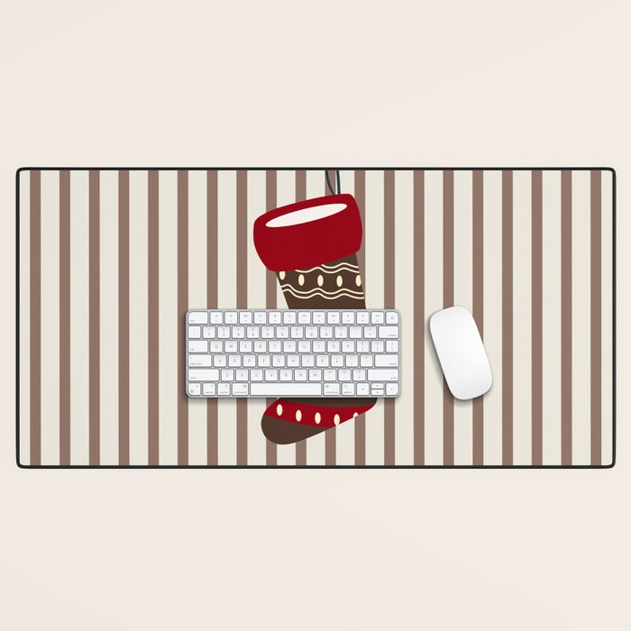 Christmas Stocking Brown And Red Desk Mat Gallery Image 1