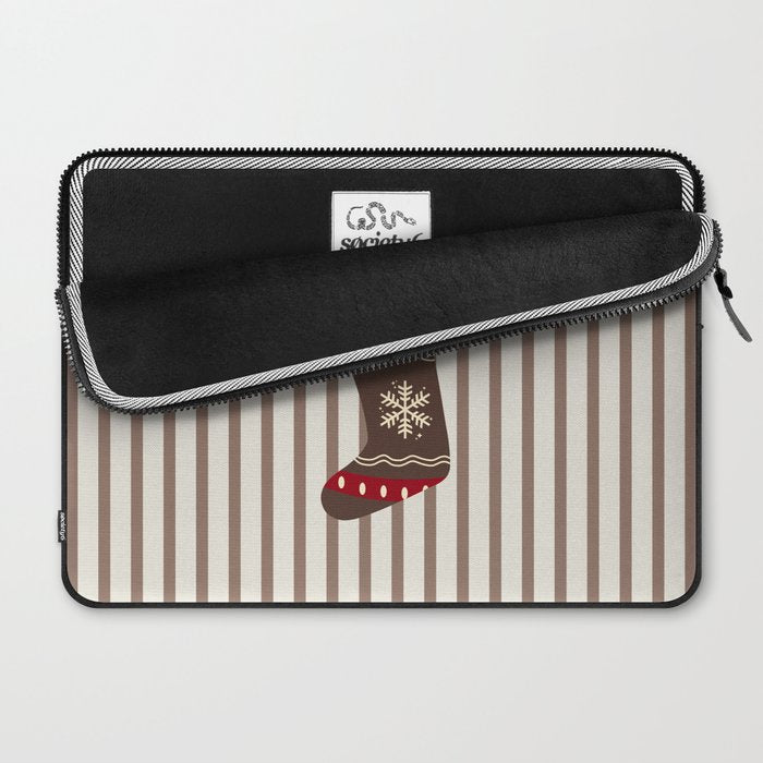 Christmas Stocking Brown And Red Laptop Sleeve Gallery Image 2
