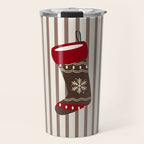 Christmas Stocking Brown And Red Travel Mug Gallery Image 1
