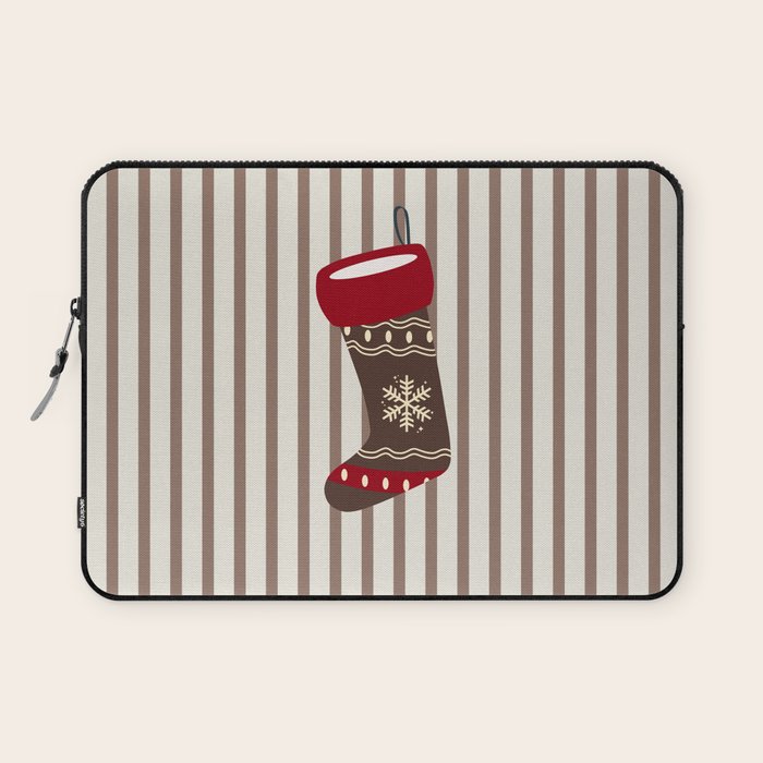 Christmas Stocking Brown And Red Laptop Sleeve Gallery Image 1