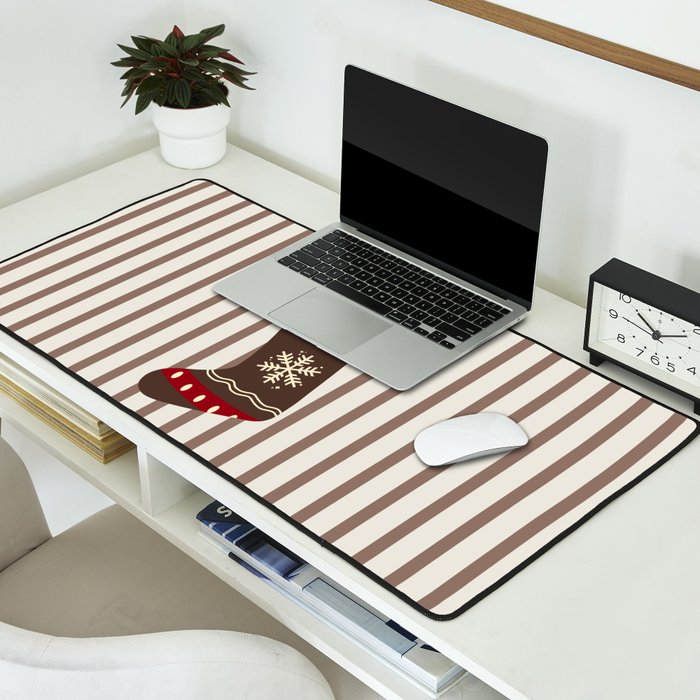 Christmas Stocking Brown And Red Desk Mat Gallery Image 2