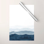 Indigo Abstract Watercolor Mountains Wrapping Paper Gallery Image 1