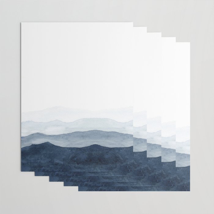 Indigo Abstract Watercolor Mountains Wrapping Paper Gallery Image 3