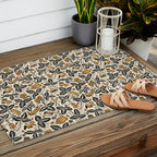 Summer Camping - Black, cream, and gold Outdoor Rug Gallery Image 2