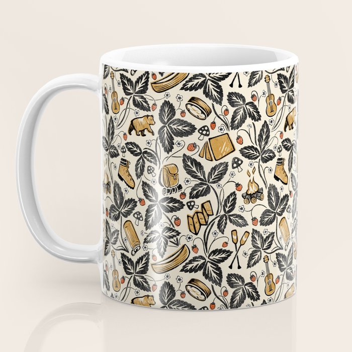 Summer Camping - Black, cream, and gold Coffee Mug Gallery Image 3