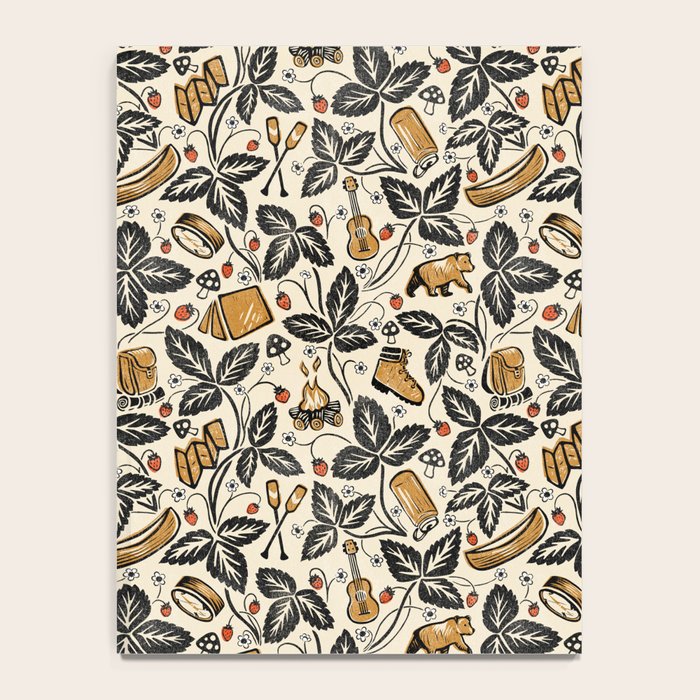 Summer Camping - Black, cream, and gold Notebook Gallery Image 4