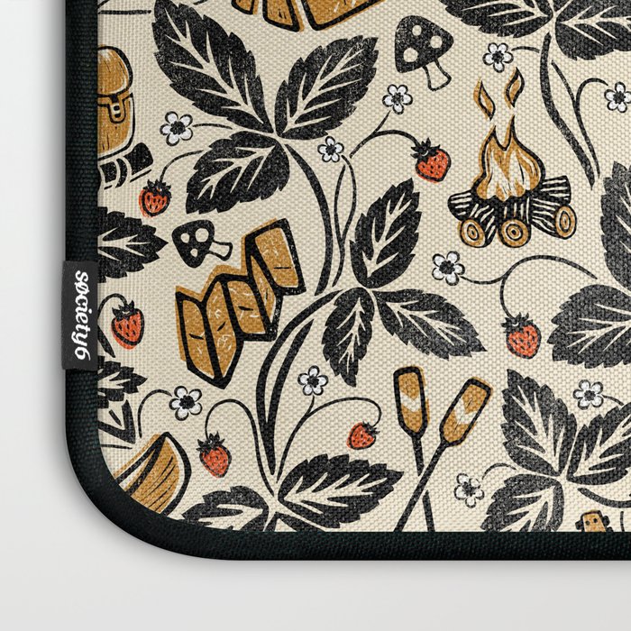 Summer Camping - Black, cream, and gold Laptop Sleeve Gallery Image 3
