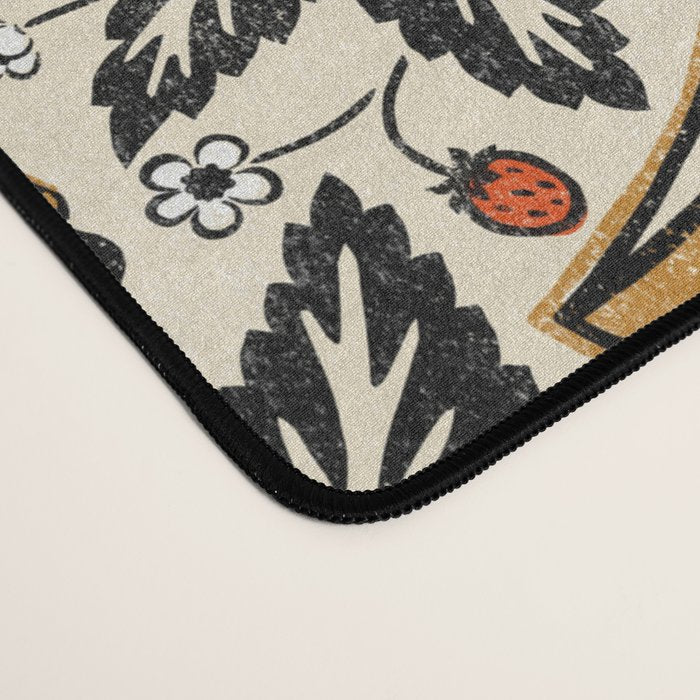 Summer Camping - Black, cream, and gold Desk Mat Gallery Image 4