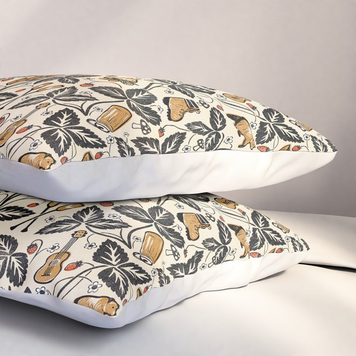 Summer Camping - Black, cream, and gold Pillow Sham Gallery Image 3