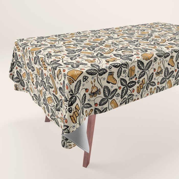 Summer Camping - Black, cream, and gold Tablecloth Gallery Image 1