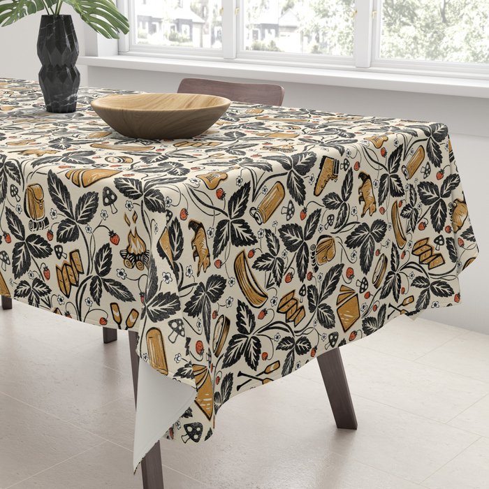 Summer Camping - Black, cream, and gold Tablecloth Gallery Image 3