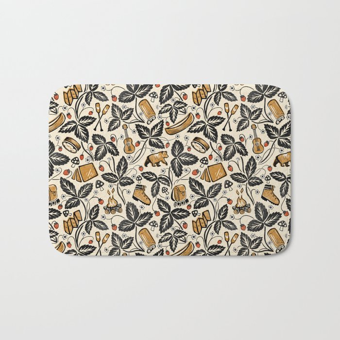 Summer Camping - Black, cream, and gold Bath Mat Gallery Image 1