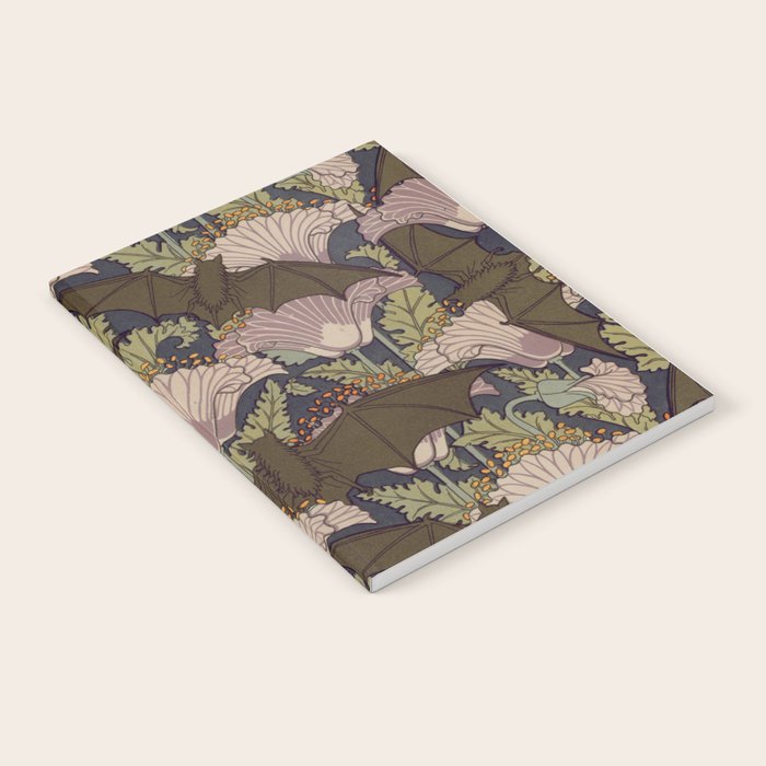 Vintage Art Deco Bat and Flowers Notebook Gallery Image 1
