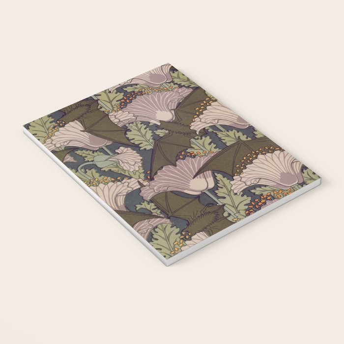 Vintage Art Deco Bat and Flowers Notebook Gallery Image 3