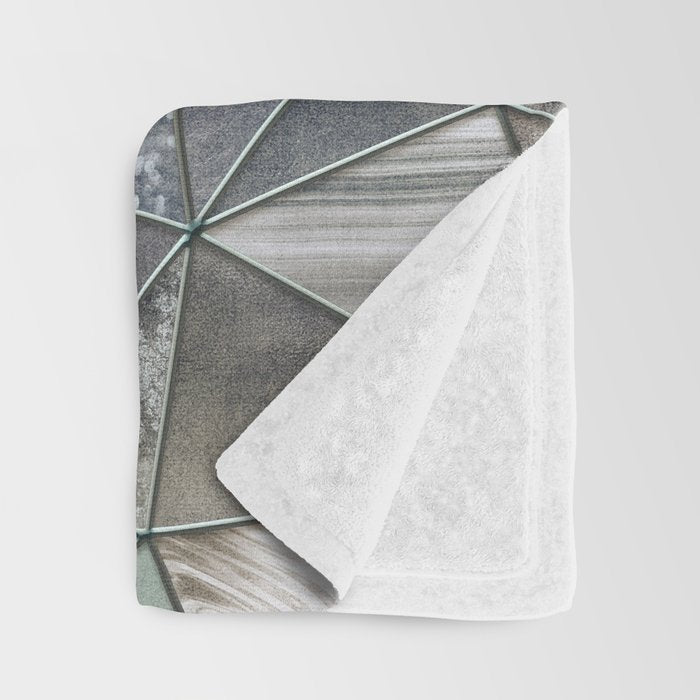 Teal And Grey Triangles Stained Glass Style Throw Blanket Gallery Image 3