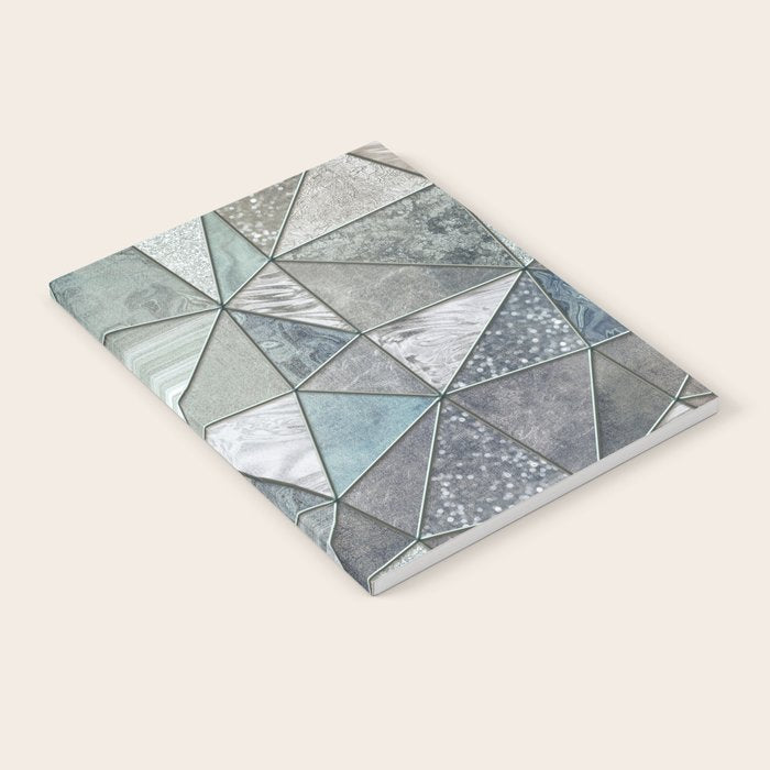 Teal And Grey Triangles Stained Glass Style Notebook Gallery Image 2