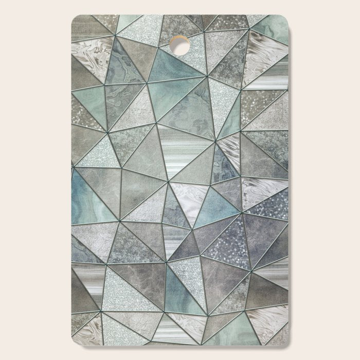 Teal And Grey Triangles Stained Glass Style Cutting Board Gallery Image 1