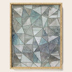 Teal And Grey Triangles Stained Glass Style Serving Tray Gallery Image 1