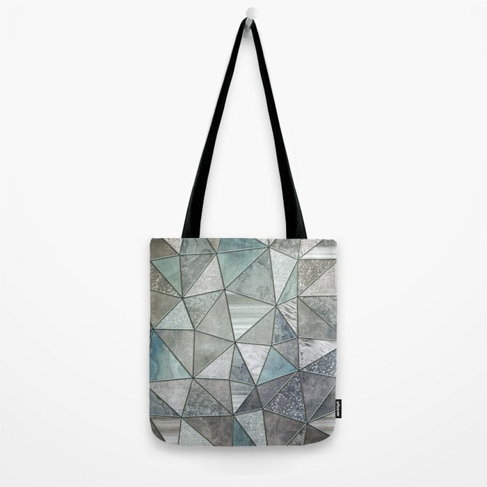 Teal And Grey Triangles Stained Glass Style Tote Bag Gallery Image 2