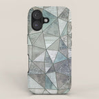 Teal And Grey Triangles Stained Glass Style iPhone Case Gallery Image 1