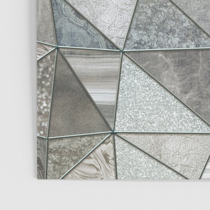 Teal And Grey Triangles Stained Glass Style Poster Gallery Image 3