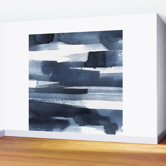 Blue Brush Wall Mural Gallery Image 2
