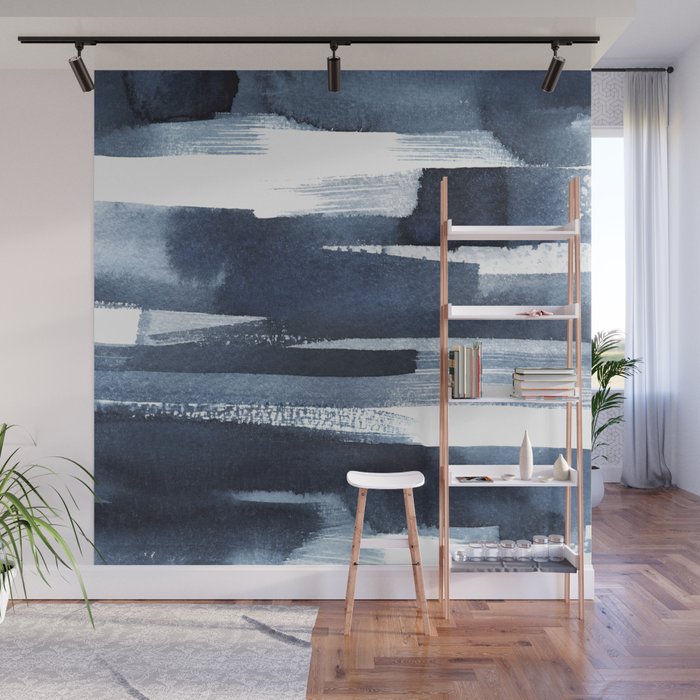 Blue Brush Wall Mural Gallery Image 1