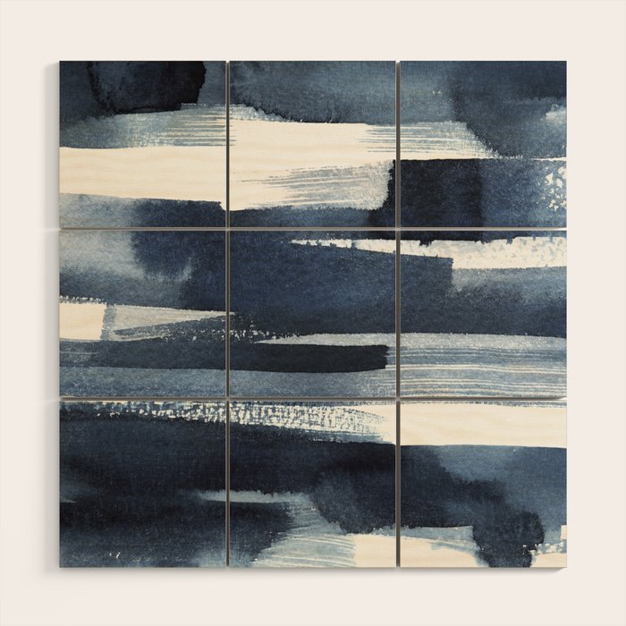 Blue Brush Wood Wall Art Gallery Image 1