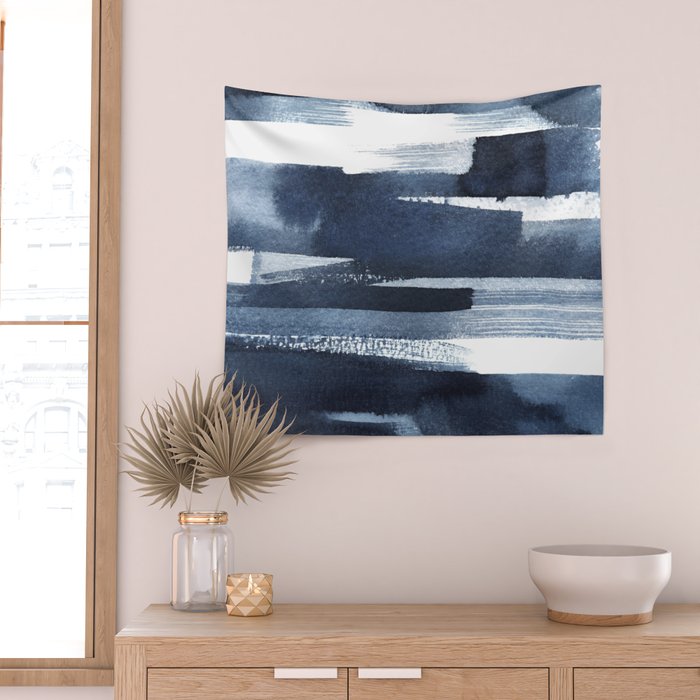 Blue Brush Wall Tapestry Gallery Image 2