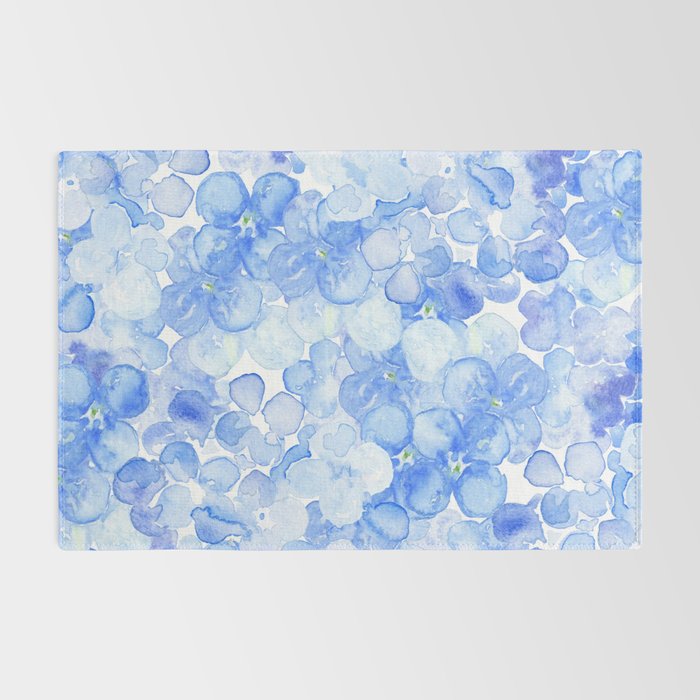 Elegant purple blue hand painted watercolor hortensia floral Rug Gallery Image 2