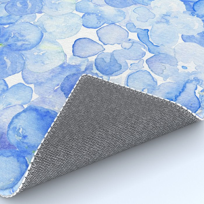 Elegant purple blue hand painted watercolor hortensia floral Rug Gallery Image 4