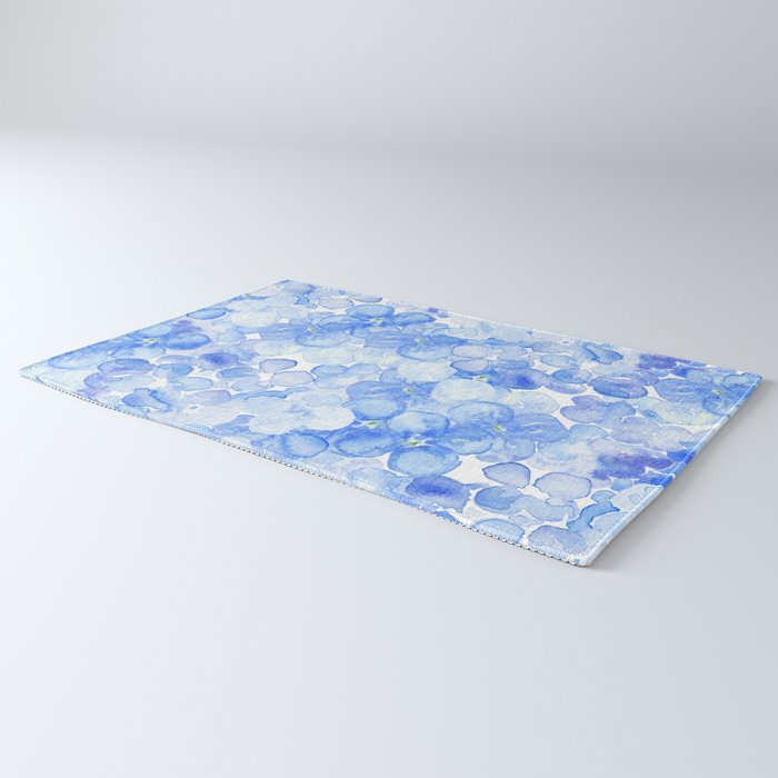 Elegant purple blue hand painted watercolor hortensia floral Rug Gallery Image 3