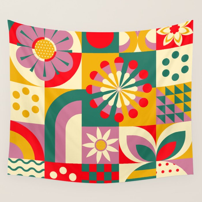 Red Flower  Wall Tapestry Gallery Image 1
