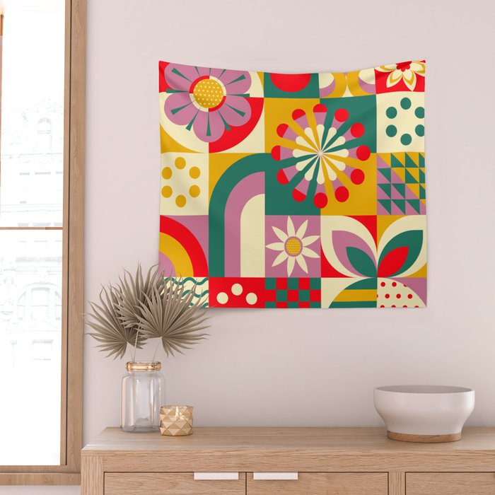 Red Flower  Wall Tapestry Gallery Image 2