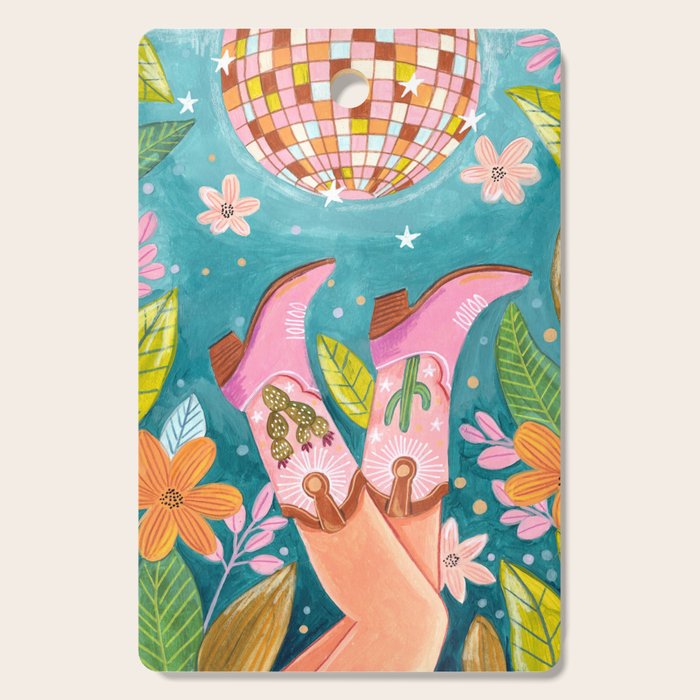 Cowboy boots and disco ball Cutting Board Gallery Image 1