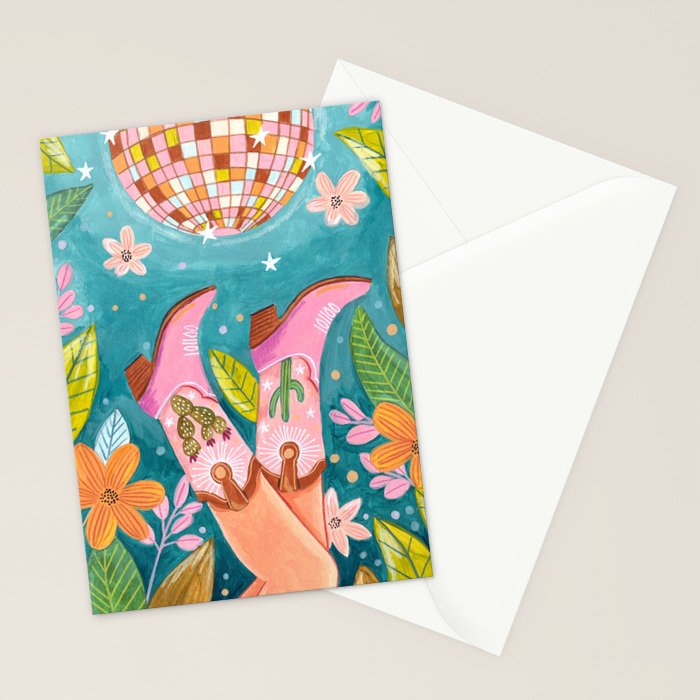 Cowboy boots and disco ball Stationery Card Gallery Image 2