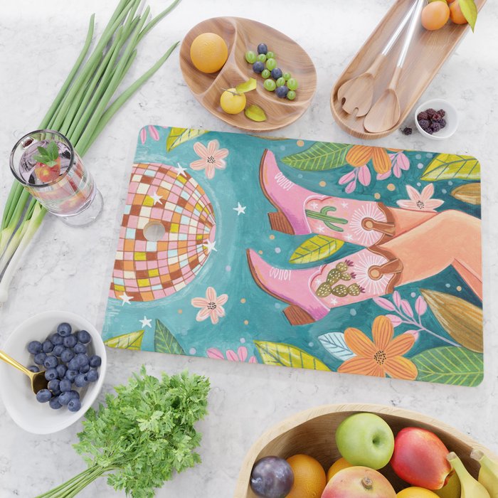 Cowboy boots and disco ball Cutting Board Gallery Image 2
