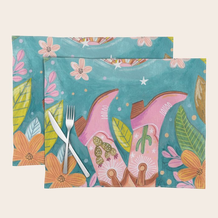 Cowboy boots and disco ball Placemat Gallery Image 1