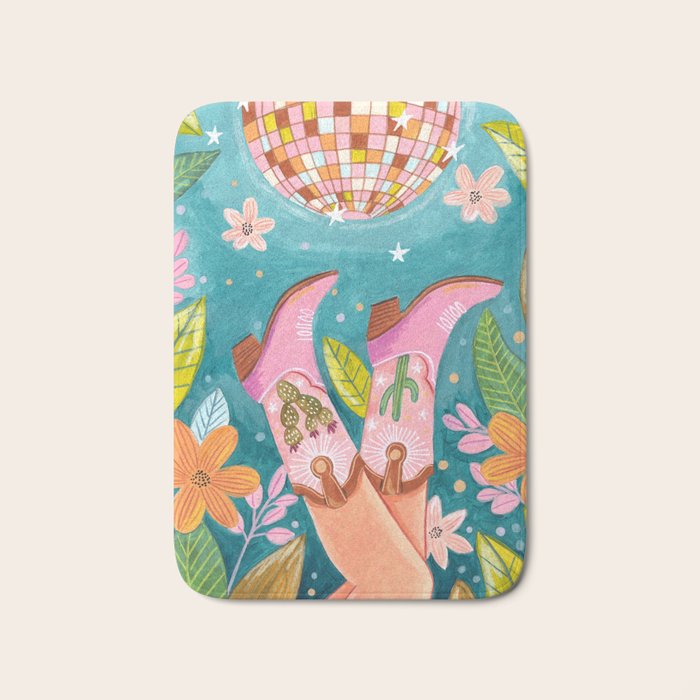 Cowboy boots and disco ball Bath Mat Gallery Image 1