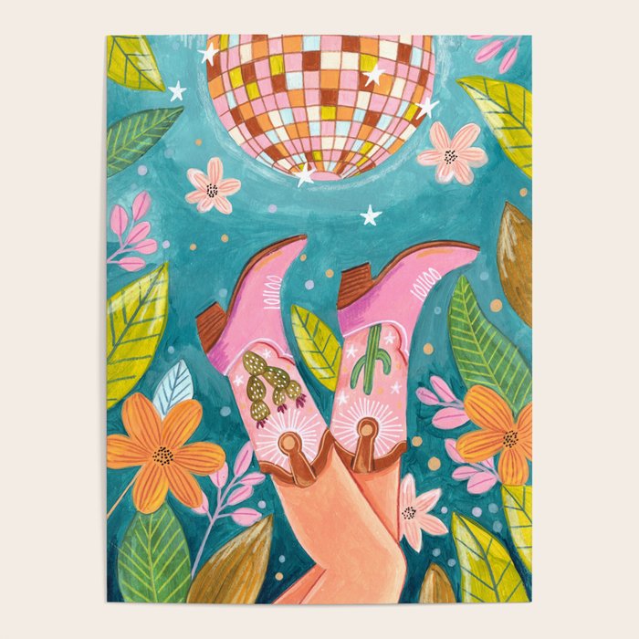Cowboy boots and disco ball Poster Gallery Image 1