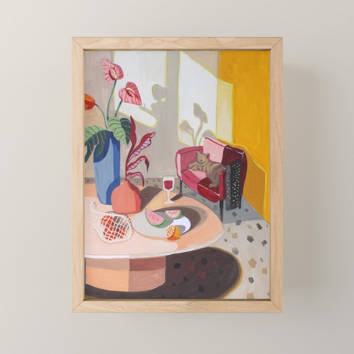 Cat in the Living Room Mini Art Print Gallery Image 1