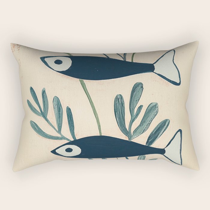 Two Swimming Fish Rectangular Pillow Gallery Image 2